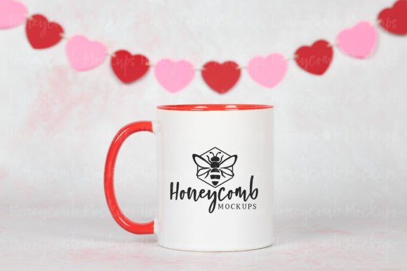 11oz Red Accent Mug Mockup, Valentines – Graphics for Mugs Amp