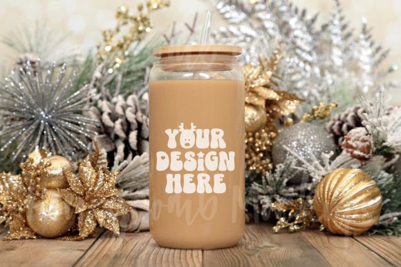 16oz Glass Can Mockup, Christmas Graphics for Handmade Business