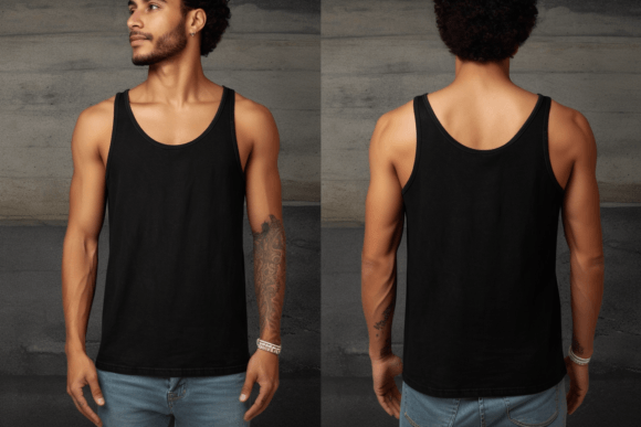 Black Tanktop Mockup - Front and Back for Graphics and Tank Tops