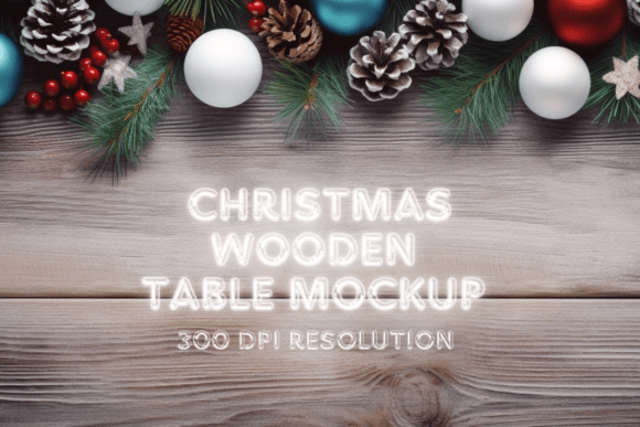Christmas Empty Wood Table Mockup - A Versatile Graphics Asset for Backgrounds