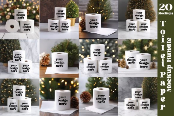 Christmas Toilet Paper Mockup Bundle for Branding and Graphics