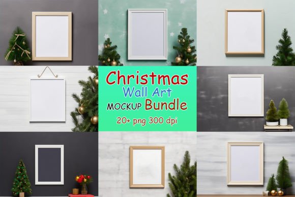 Christmas Wall Art Mockup Bundle for Graphics and Christmas Amp Projects