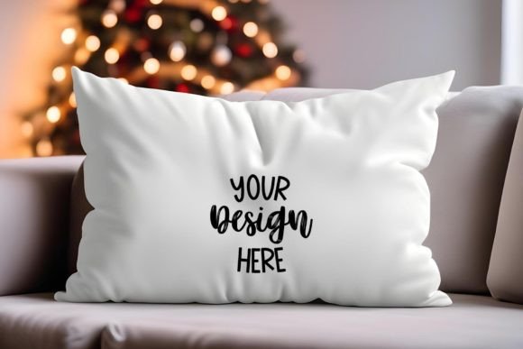 Customizable Christmas Pillow Mockup for Graphics and Pillows Amp