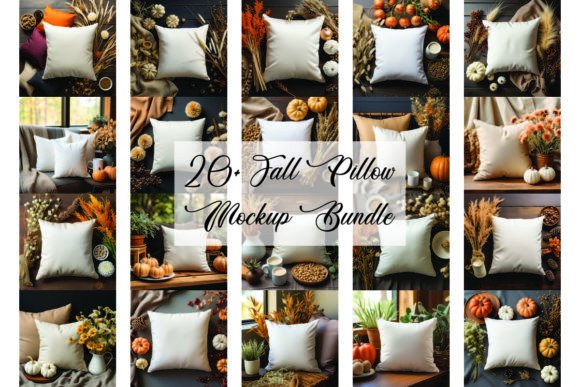 Fall Pillow Mockup Bundle for Graphics and Pillows Amp
