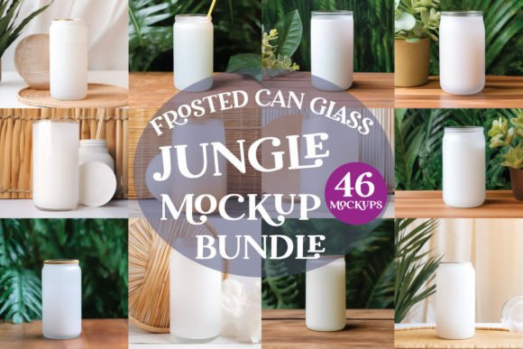 Frosted Can Glass Jungle Mockup Bundle - Graphics for Mugs Amp