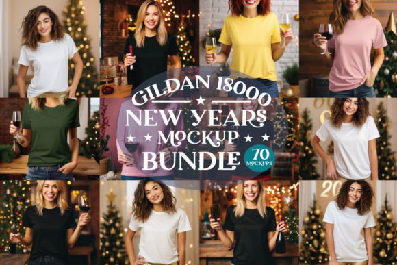 Gildan 18000 New Years Mockup Bundle for Christmas Amp Graphics