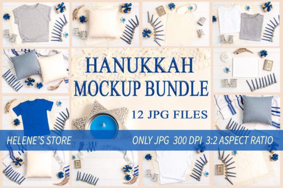 Hanukkah Mockup Product Bundle JPEG for Graphics and Christmas Amp