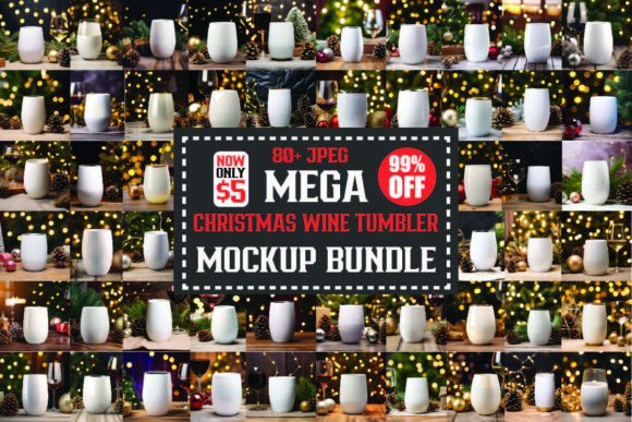 Mega Wine Tumbler Mockup Bundle for Christmas Amp Graphics