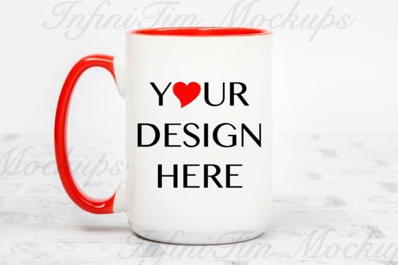 Red Handle Mug Mockup 15oz Review for Embroidery Designers