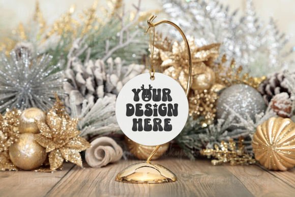 Round Christmas Ornament Mockup, JPEG for Graphics and Christmas Amp