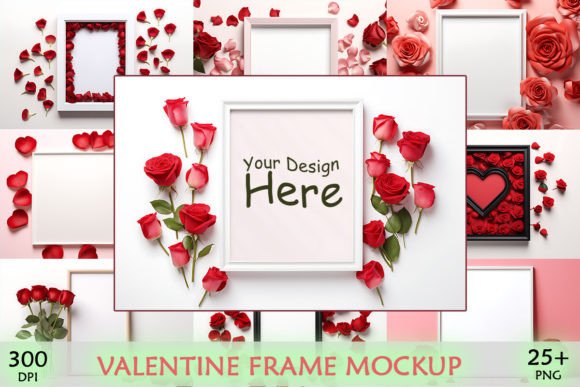 Valentine Frame with Rose Mockup Bundle Graphics for Valentine S Day