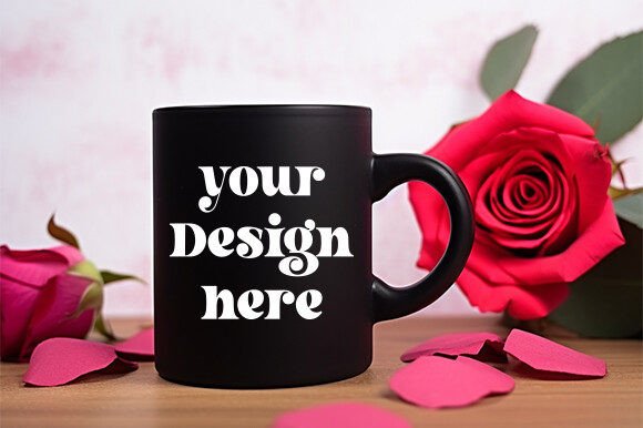 Valentine's Day Black Mug Mockup 8 - Graphics for Mugs Amp