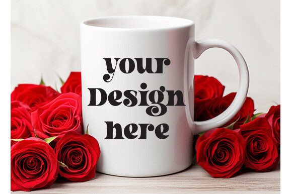 Valentine's Day White Mug Mockup 14 for Graphics and Mugs Amp