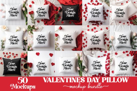 Valentines Day Pillow Mockup Bundle for Graphics and Pillows Amp