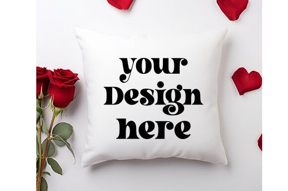 Valentines Day Pillow Mockup for Graphics and Pillows Amp