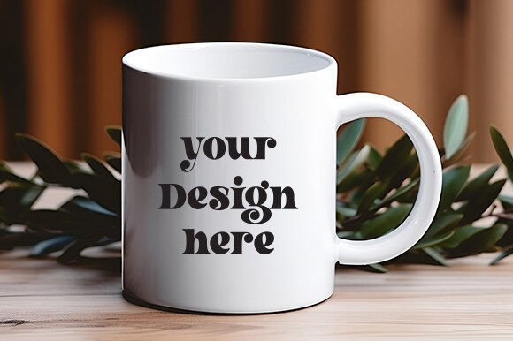 White Mug Mockup for Graphics on Mugs Amp